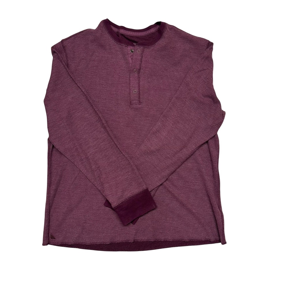 UNTUCKit Mens Sz L Schrock Henley Long Sleeve Shirt Burgundy Waffle Knit Burgund